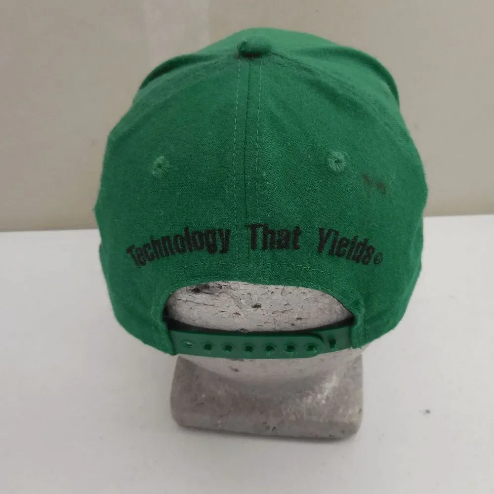 Vintage Pioneer Seed Hat 100% Wool Made in USA Green Black Has some Greace Spots